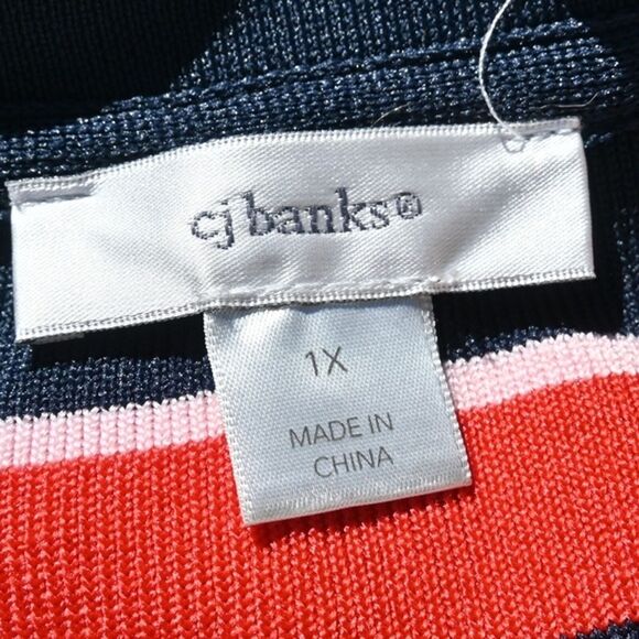 CJ Banks Multicolor Stripes Open Front Cardigan Sweater Women's Plus Size 1X - Picture 10 of 12